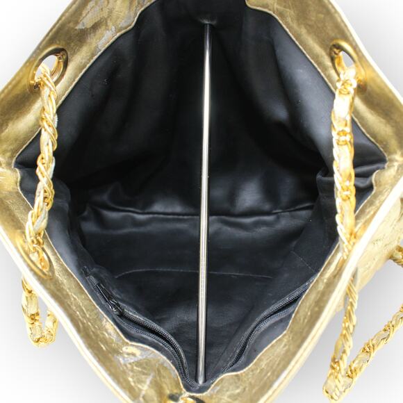 Vintage 80s Bags (3) Gold Quilted Sharif Red Patchwork Leather - Picture 8 of 16